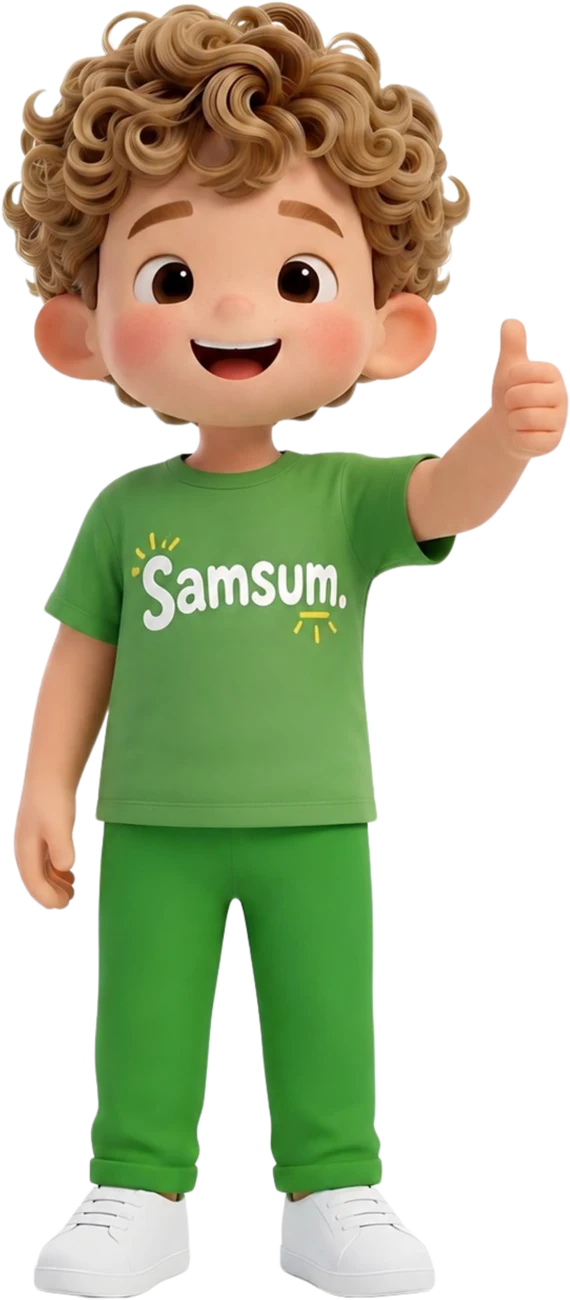 Samsum Kids character giving a thumbs up